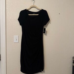 Ronni Nicole Black Sheath Midi Dress Scoop Neck